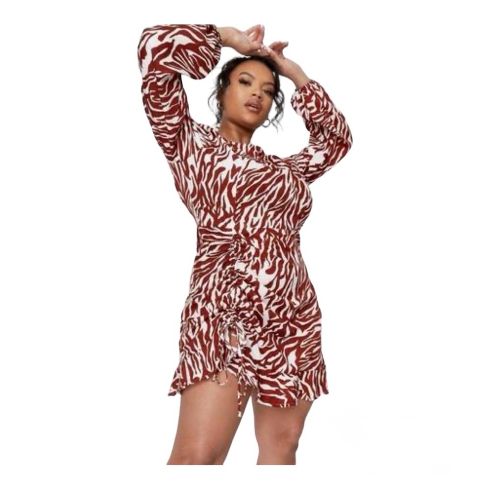 Misguided Women’s Animal Print Mini Dress Long Sleeve
Rust Size 18